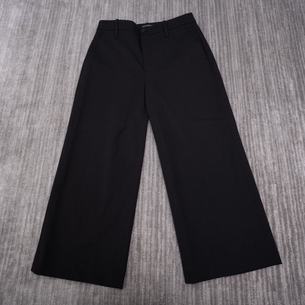 Banana Republic Wide Leg Crop Pants Womens 8 Black Good High Rise Trouser